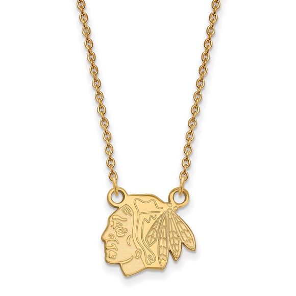 14k Yellow Gold NHL Chicago Blackhawks Small Necklace 18 Inch